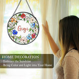 Gigi Floral Stained Glass Window Hanging Suncatcher for Grandma, Grandma's Garden Sun Catcher Window Wall Hanging Decor, Gigi Gifts for for Mothers Day Christmas Birthday, 7.8 x 7.8 in