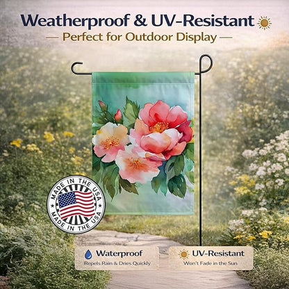 Caroline's Treasures Georgia Cherokee Rose in Watercolor Garden Flag Mailbox Flag Decorative Yard Flag Banner Outside Patio Artwork Yard Flower Beds, Garden Size, Multicolor