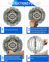 Stainless Steel Wind Spinner for Yard Garden Decoration, Dark Green Ethnic Beige Floral Retro Print Round Wind Sculpture Spinner 3D Crafts Hanging Ornaments for Indoor Outdoor, 8 Inch