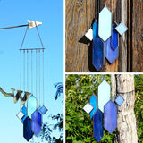 Sensory4u Stained Glass Suncatchers Window Hanging Wall Art Element Earth Tones Modern Design Home Decor Or Garden Suncatcher (Blue)