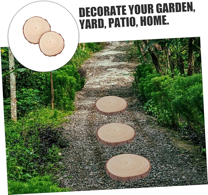 LIOOBO 2pcs Garden Walkways Outdoor Wood Stepping Stones Decorative Garden Paver