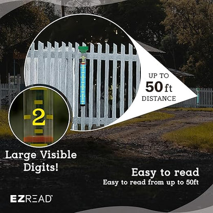 EZRead 21” Giant Professional Outdoor rain Gauge, USA Made Heavy Duty All Weather Freeze Proof Stake or mountable with Float, Green (820-1002)