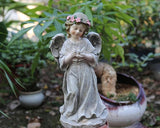 Angel & Dove Garden Statue - 12.6 Inches Tall, Religious Outdoor Decoration, Inspirational Resin Yard Sculpture for Garden, Memorial & Patio