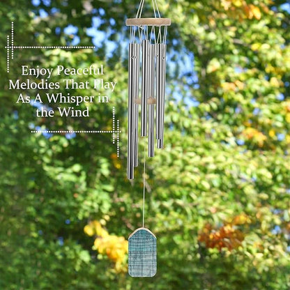 Wind Chimes for Outside,Simple Grid Style Printed Cute Aluminium Windchimes Outdoors,Soothing Melodic Memorial Wind Chime for House Porch Patio Garden Balcony Decor