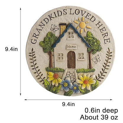 Grandma Garden Stepping Stone Yard Walkway Step Stone Grandma Gifts from Grandchildren Home Outdoor Decor Lawn Concrete Stepping Stones Outside Decorations, regular, White