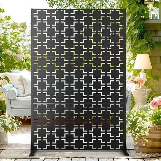 72" H×47" W Metal Privacy Screen Outdoor Privacy Screen Freestanding, Outdoor Privacy Screens and Panels for Patio Lawn Deck(Consists of 3 Panels)