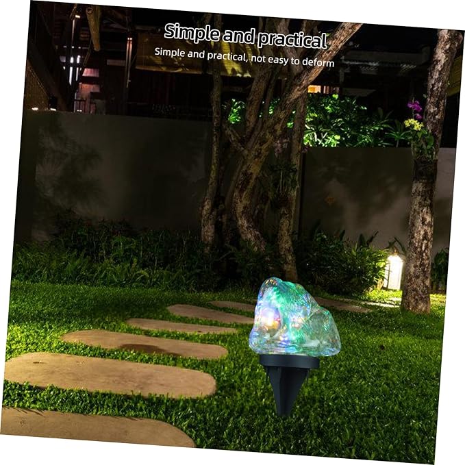 GANAZONO Outdoor Solar Led Garden Lights Pathway Lighting for Walkways Lawn and Landscape Decor Decorative Cobblestone Design Easy Installation Energy Efficient