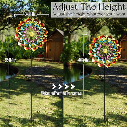 Pure Echo Wind Spinners Outdoor for Yard and Garden Large, Metal Wind Spinners & Wind Sculptures 84 inch, Birthday Gift for Women Family Garden Decor(Colorful)