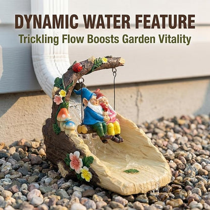 Gnome On The Swing Gutter Downspout Extension Decoration,Rain Downspout Diverter Garden Statue,Decorative Gutter Extension,Downspout Splash Block,Animal Resin Statue Outdoor Décor