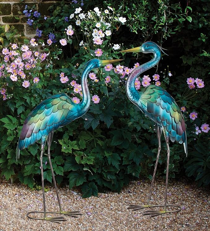 Regal Art & Gift Mystic Crane Metal Statue – Indoor Outdoor Decorative Sculpture for Home & Garden Décor, Weather-Resistant Yard Art Figure for Patio, Lawn - Downward Gaze