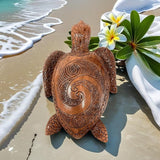 6-Inches Imitative Wood Carving Sea Turtle Statue Resin Hawaiian Turtles Sculpture Garden Tortoise Figurine Decorative Animal Statue for Home Indoor Outdoor Decor Patio Lawn Yard Ornaments