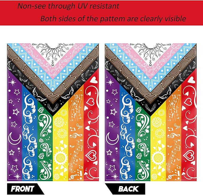 Pride Flag LGBTQ Small Yard Flag bisexual Gay Transgender Inclusive Progress Garden Rainbow Flag 12x18in Double Side, Original Design Cute Print Pattern