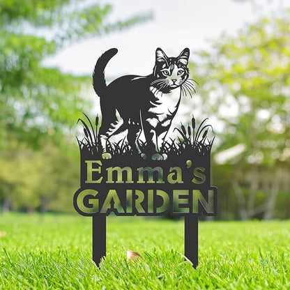 Personalized Cute Cat Kitten Metal Garden Sign,Custom Yard Sign With Stake,Outdoor Garden Décor,Pet Cat Lawn Garden Decorated Statue,Cat Sympathy Yard Metal Sign,Cat Lover Gifts Kailyard Plaque.