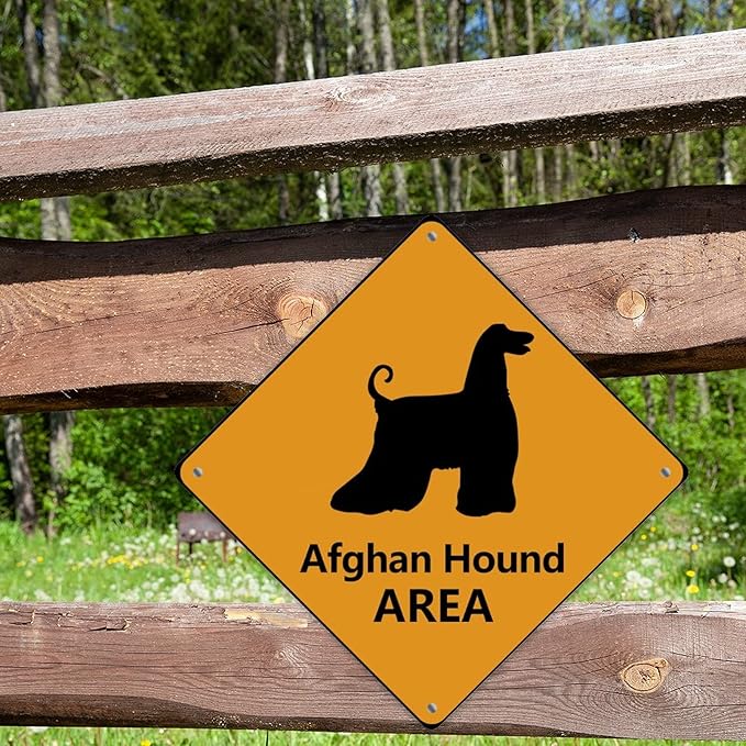 Afghan Hound Crossing Xing Sign Beware of Afghan Hound Dog Metal Sign Afghan Hound Funny Warning Sign Crossing Zone Sign for Farm Yard Front Door Indoor Outdoor Street Sign 15x15in