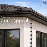 Monarch Rain Chains for Gutters Aluminum – 8.5 ft Hammered Black Rain Chain for Outside, Decorative Heavy Duty Gutter Catcher Downspout Replacement, Modern Durable Hanging Gutter Chain for Outdoor