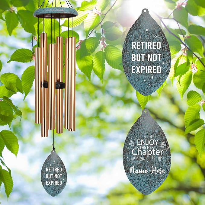 ASTARIN Personalized 35" Happy Retirement Wind Chimes, Retirement Wind Chimes Gift for Women/Men Teacher Coworker 2025, Going Away Farewell Gifts, Deep Tone Larde Wind Chime(Produced in USA)