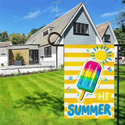 BlissYard Summer Garden Flags 12x18 Double Sided Summer Banner Beach Gardens Flag Bright Popsicle Sun Design Holiday Outside Decorations Yard Flags for Seasonal Decoration in Yard and Garden
