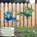 John's Studio 2Pcs Metal Frog Wall Decor Outdoor Garden Hanging Art Sculptures Home Theme Decorations for Kitchen Bathroom and Pool