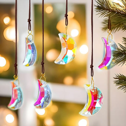 H&D HYALINE & DORA 12pcs 1.1"/30mm Crystal Suncatcher Prism Suncatchers for Windows Hanging AB Color Glass Moon Sun Catcher Pendants Rainbow Maker for Home Room Indoor Windows Decor