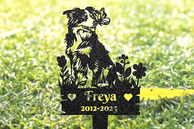 Personalized Border Collie Dog Memorial Grave Marker, Custom Dog Metal Stake, Remembrance Sign, Yard Art, Outdoor Lawn Sign, Pet Loss Gift