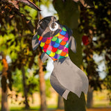 In the Breeze 5224 — 15-inch Black & Rainbow Damsel Fish — Colorful Fishsock Hanging Garden Decor with Detailed Printed Graphics