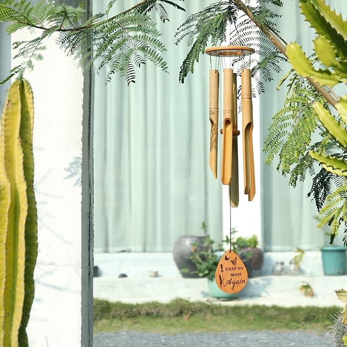 Afirst Bamboo Wind Chimes, 37.5" Wooden Wind Chimes for Outside Valentine's Day Gift Memorial Sympathy Gift for Memory of Loss of Love One,for Garden, Patio, Home or Outdoor Decor