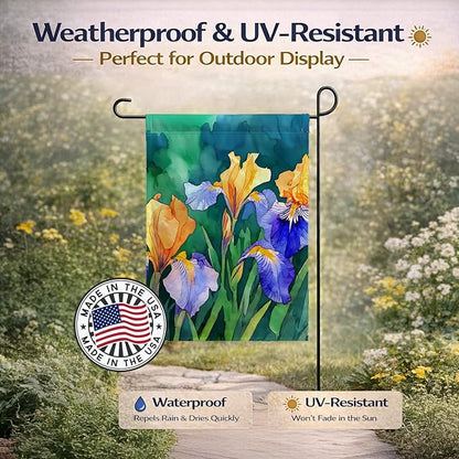 Caroline's Treasures Tennessee Iris in Watercolor Garden Flag Mailbox Flag Decorative Yard Flag Banner Outside Patio Artwork Yard Flower Beds, Garden Size, Multicolor