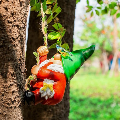 Hanging Gnome Garden Statue Climbing Garden Gnomes Lady with Butterfly Decorations Tree Hugger for Outdoor Home Lawn Patio Yard Christmas Birthday Gifts for Mom Women