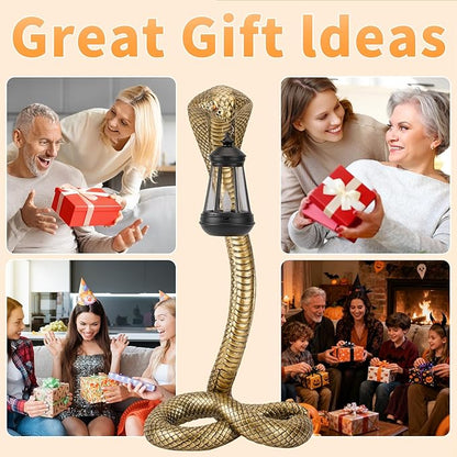 19.89'' Garden Outdoor Statues Snake with Solar Lantern,Lawn Decor Snake Statue for Patio,Balcony,Yard Ornament,Unique Housewarming and Birthdays Gifts for Father Men Grandpa