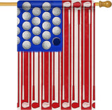Artofy 4th of July Golf Ball Patriotic Large Decorative House Flag, America USA Golf Club Red Blue White Yard Garden Outside Decor, American Independence Day Outdoor Home Decoration Double Sided 28x40