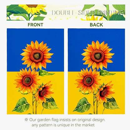 Ukraine Sunflower Garden Flag 12x18 Inch Double Sided Seasonal Fall Yard Flag Blue and Yellow Floral Outdoor Decor for Lawn Patio Garden Durable Welcome Autumn House Banner