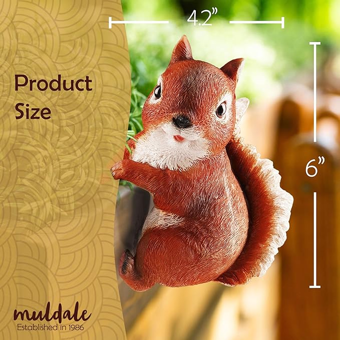 Wrenbury Outdoor Red Squirrel Ornament for Yard and Garden – Sammy The Squirrel Statue for Garden - Decoration Figurine with Lifelike Detail – 6” Weatherproof
