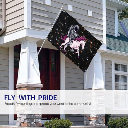 Astronaut Unicorn Flag 3x5 Ft Outdoor Indoor With Grommet Garden Yard Banner Decorative Sign