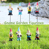 Garden Gnome Statue, Resin Miniature Gnome Set of 4PCS, Figurine with Garden Stakes for Lawn Patio Yard Outdoor Home Decor
