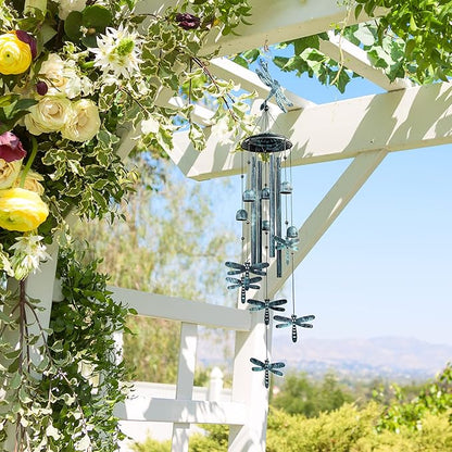 Monsiter QE Outdoors Wind Chimes with 4 Aluminum Tubes - Dragonfly S Hook, Wind Bells Hanging Decorate for Patio, Garden, Backyard or Porch