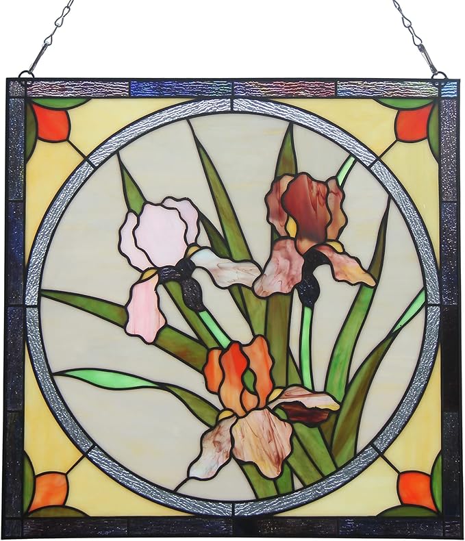 Dutch Iris Suncatcher for Window Flower Stained Glass Sheets Window Film Hanging Panel, suncatcher Flower Stain Glass Decor Home Decoration