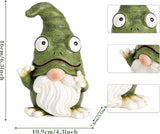 Outdoor Garden Frog Gnome Statue, Garden Gnomes Outdoor Figurine, Sculptures & Statues, Decoration for Outside Yard Lawn Patio Porch Home Decor, Green Nomes Knome Ornament (Green)
