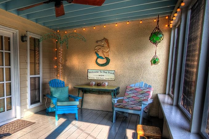 Welcome to Our Porch Decor decorations outdoor, Back Porch Sign outside Vintage Metal Welcome sign Backyard Wall Decor Accessories 16x6 Inches