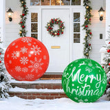2 PCS 32 Inch Large Christmas Inflatable Balls Outdoor Inflatable Christmas Ball Ornaments for Xmas Garden Lawn Yard Holiday Front Door Window Decoration