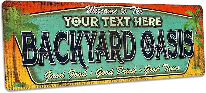 Personalized Backyard Oasis Sign Patio Décor Poolside Paradise Welcome Sign Barbecue Family Room Gift 206182002003