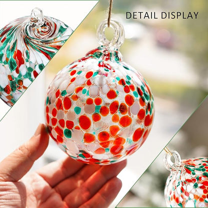 4" Blown Christmas Balls Hanging Glass Gazing Ball for Christmas Garden Patio Window Decoration Gifts for Xmas