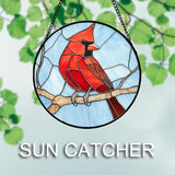 Stained Glass Window Hanging Cardinal Birds 6.3" - Suncatcher Door Garden Sun Catcher Home Decor Christmas Birthday for Bird Lovers Woman Her Nana Wife Men Mom