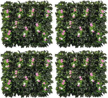 Dense Flowering Ivy Privacy Screen- Realistic Faux Foliage on Expandable Willow Fence for Outdoor, Patio, Balcony Cover & Decorative Shade Panel, UV Protected