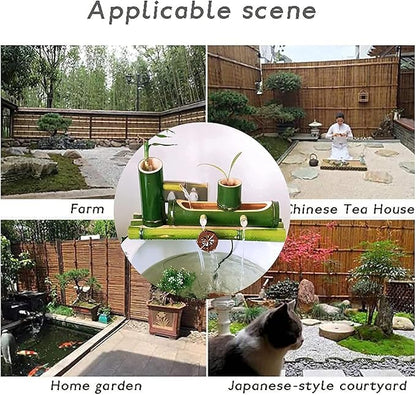 Bamboo Water Fountain for Garden & Bird Bath, Multi-Purpose Fountain with Pump, Health Benefits, Indoor/Outdoor Decoration(40cm/15.7in)