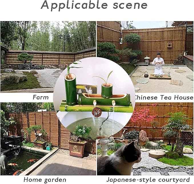 Bamboo Water Fountain for Garden & Bird Bath, Multi-Purpose Fountain with Pump, Health Benefits, Indoor/Outdoor Decoration(50cm/19.6in)