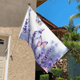 Lavender Flower Background with Butterflies Flag 3x5 Ft Outdoor Flags Double Sided Garden Flag Funny Outside Yard Flag Party Banner for Wall Art Hanging Poster Indoor Outdoor Decoration