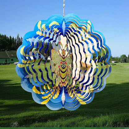Wind Spinner, 3D Hanging Wind Spinner Ornament, Gifts for Women Mom Grandma, 12inch Metal Wind Kinetic Sculpture for Outdoor&Indoor Decor, Yard Art, Garden Decoration (Bee-Spinner)