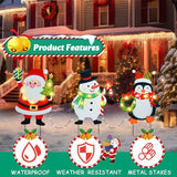 WONDER GARDEN Christmas Yard Stakes, 3 PCS LED Light Xmas Yard Signs with Santa Claus, Snowman, Penguin Christmas Yard Decorations for Lawn Party Decorations