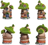 ASAWASA Flocked Mushroom Fairy Garden House with Solar Light,Funny Statue Sculptures for Garden Decor,Exquisite Cottage Figurines for Patio Lawn Yard Gift Decoration