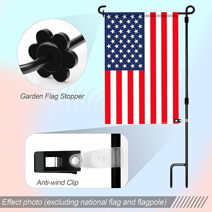 HOOSUN 22 Pack Garden Flags Clips And Stoppers,Clips for Garden Flag Holders,Rubber Stoppers Yard Flag Holder Clip for Small Flags,Garden Flag Stand Accessories